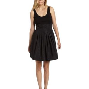 BCBG Maxazria Modal Jersey Bodice Taffeta Skirt Fit & Flare Black Combo Dress 4